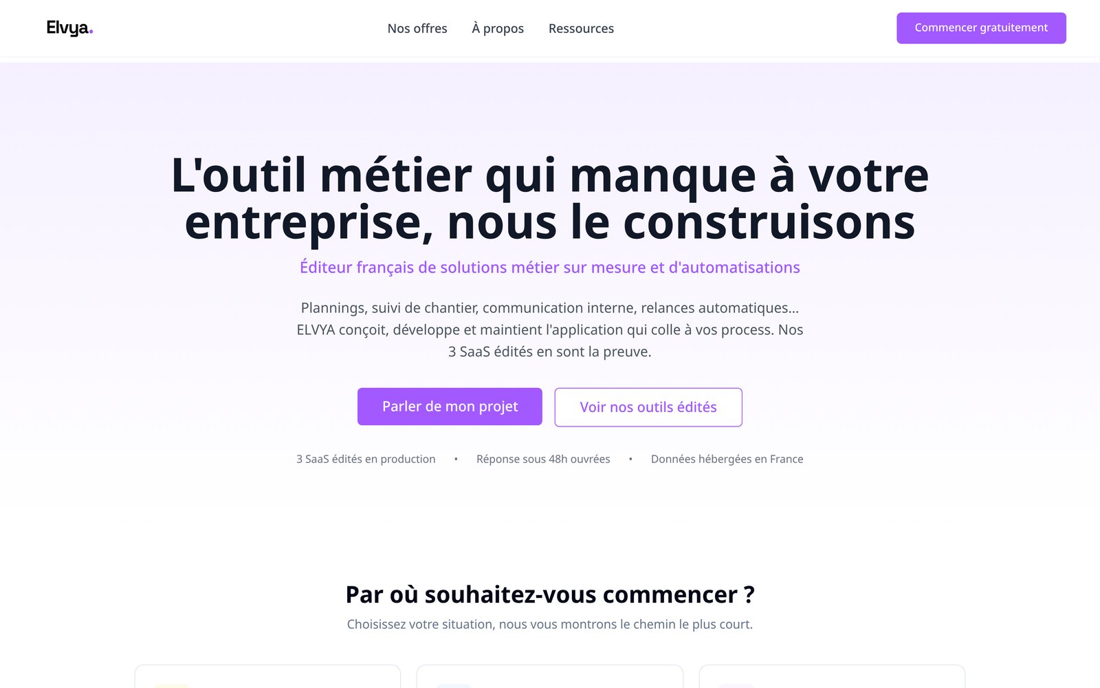 Elvya — page d'accueil de l'éditeur de logiciels